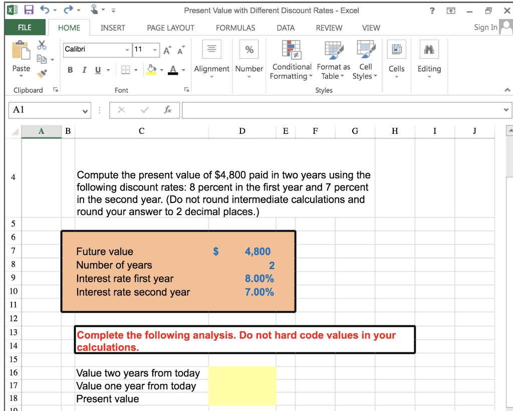  Present Value with Different Discount Rates - Excel ? 5 FILE
