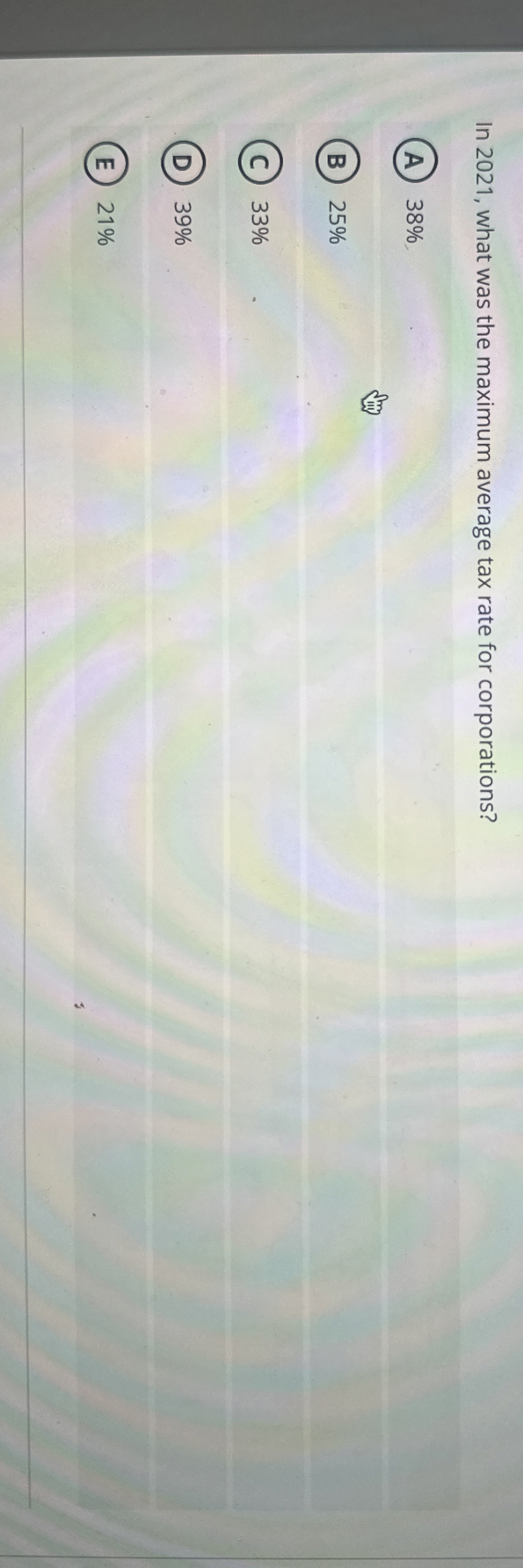  In 2021, what was the maximum average tax rate for corporations?