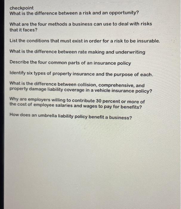  checkpoint What is the difference between a risk and an opportunity?