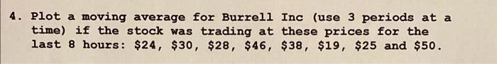  please show all work! 4. Plot a moving average for Burrell