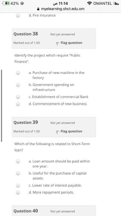 will rate you OMANTEL In. 42% w myelearning.shct.edu.om Question 36 Not yet