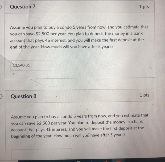 please answer number 8 thank you Question 7 1 pts Assume you