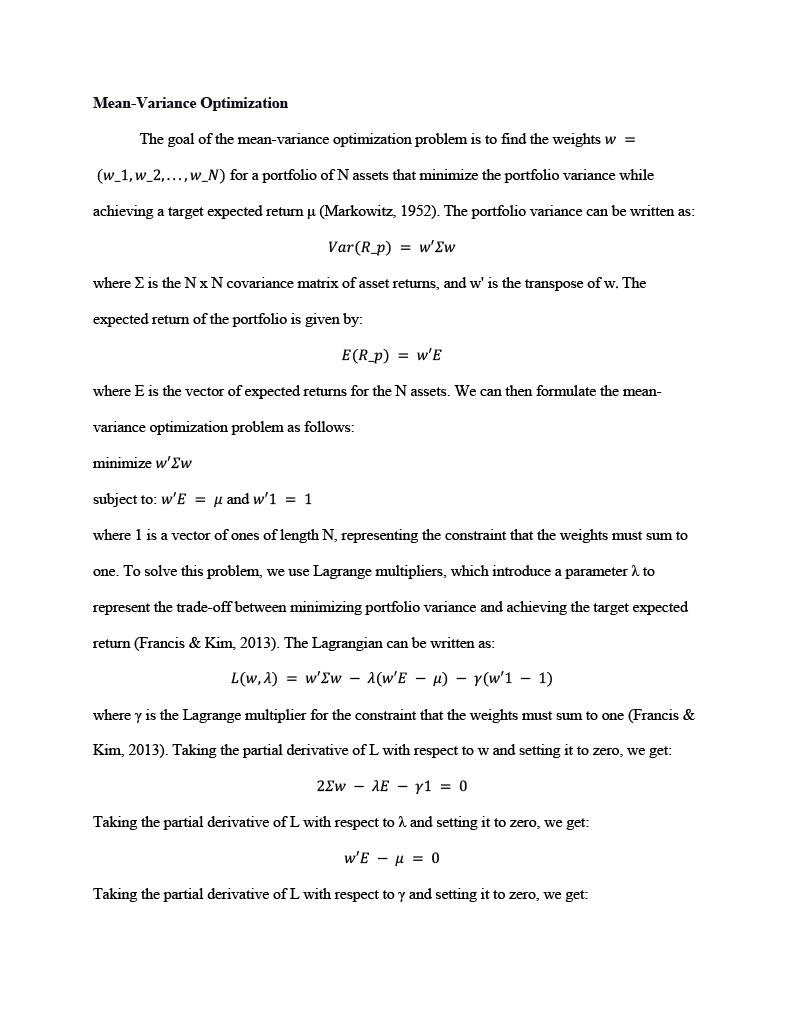 Can you construct an efficient frontier for the following model. It has