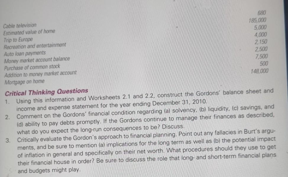 of Financial Planning Burt and Emily Gordon are a married couple in