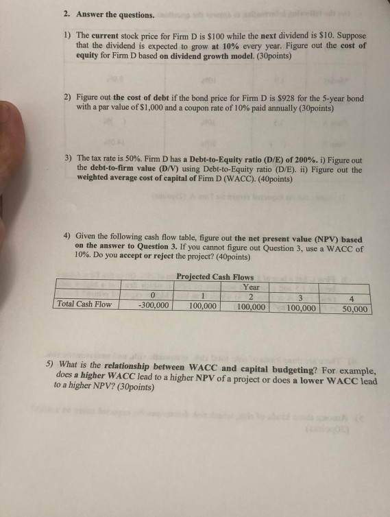  do only part 4 and 5 please. 2. Answer the questions.