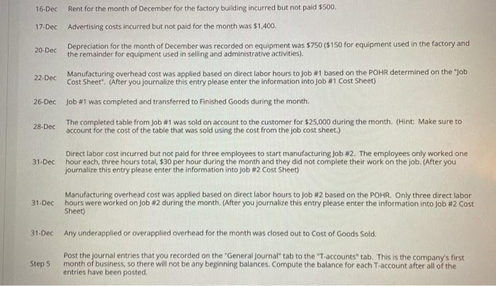 specialty tables. Each table is specially customized for the customer. This month,