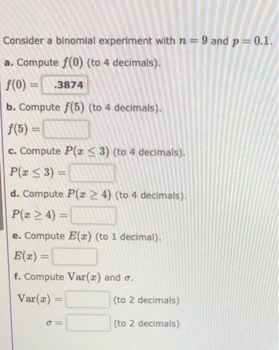 1. 2. SHOW WORK AND FORMULAS FOR THUMBS UP Consider a binomial