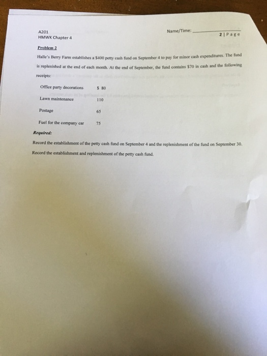  Name/Time: A201 21 Page HMWK Chapter 4 Problem 2 Halle's Berry