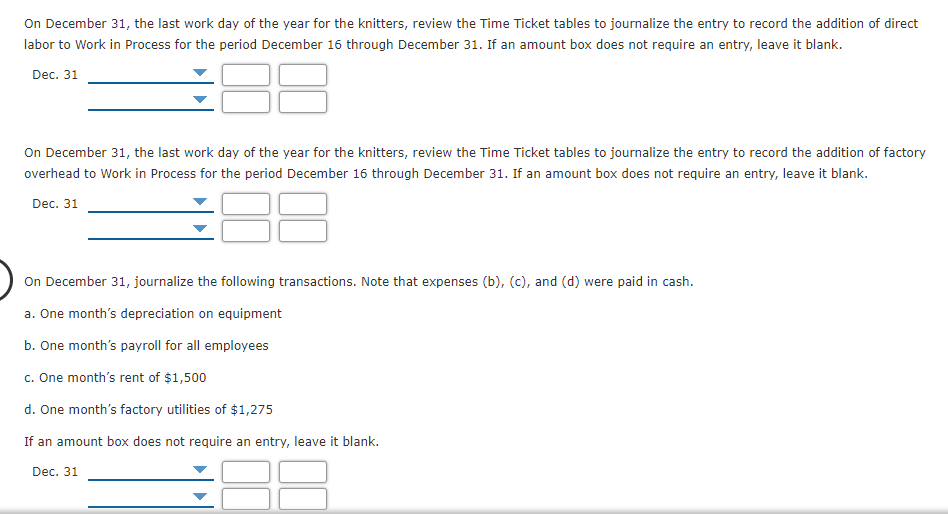 addition of direct labor to Work in Process for the period December