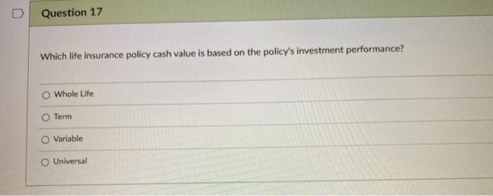 a $100.000 life insurance policy on her life with a cash value