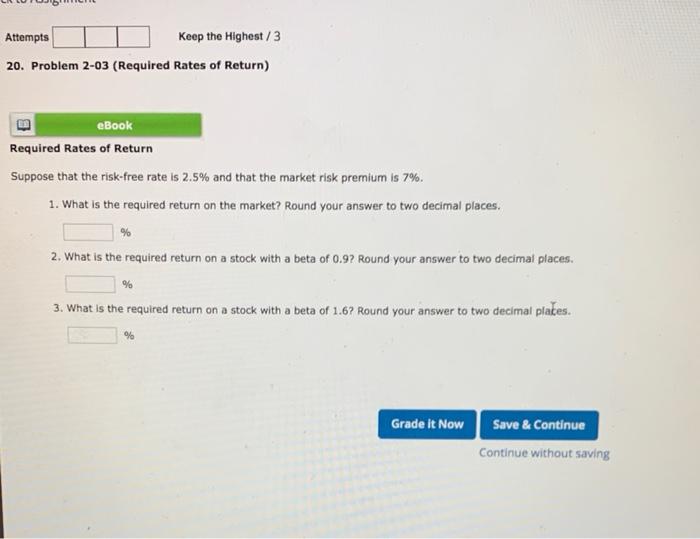  Attempts Keep the Highest / 3 20. Problem 2-03 (Required Rates