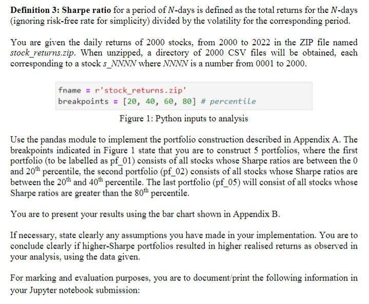 the codes. Investments with higher Sharpe ratios are expected to have higher