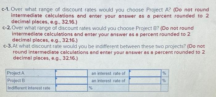projects: Year 1 2 3 4. Cash Flow (A) Cash Flow (B)