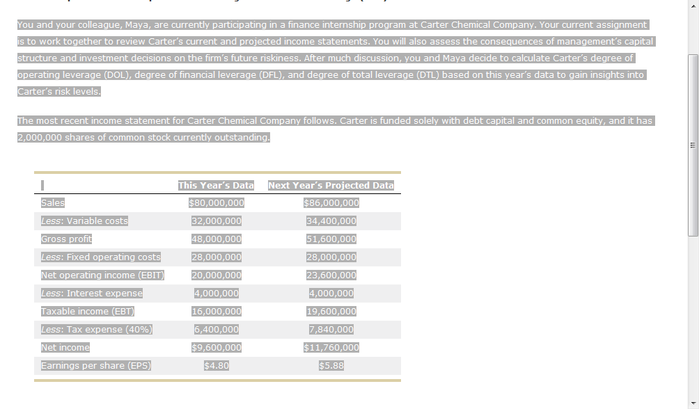 questions that follow. When performing your calculations, round your EPS and percentage