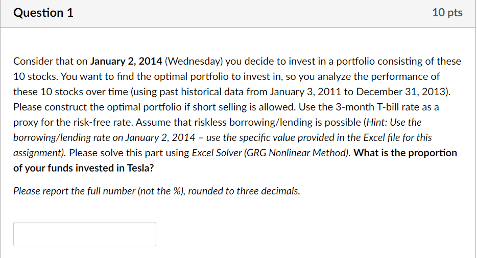 See the table to solve: Question 1 10 pts Consider that