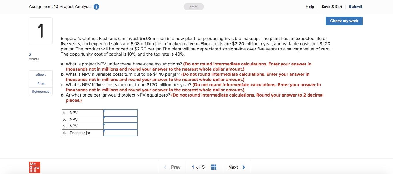 Assignment 10 Project Analysis Saved Help Save & Exit Submit Check