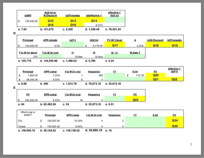 the Qs. Problems are indicated by question numbers. Answer choices are provided