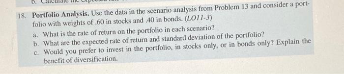  Please include equations 18. Portfolio Analysis. Use the data in the