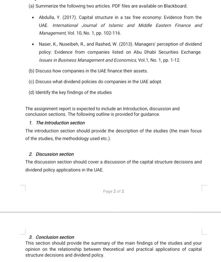 (a) Summerize the following two articles. PDF files are available on