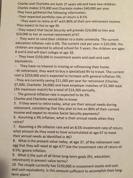  I need helping completing these 6 questions. Please help! Charles and