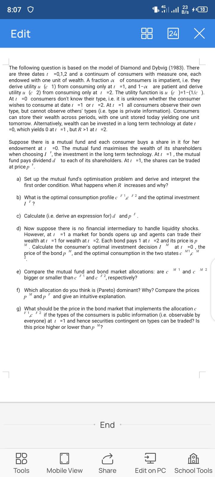solve question 8:07 0 410 B/S Edit 24 X The following question