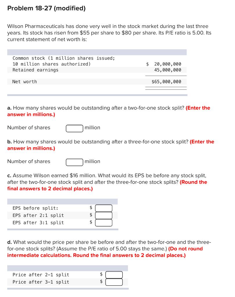 *Please include an excel steps formula. Thank you. Problem 18-27 (modified) Wilson