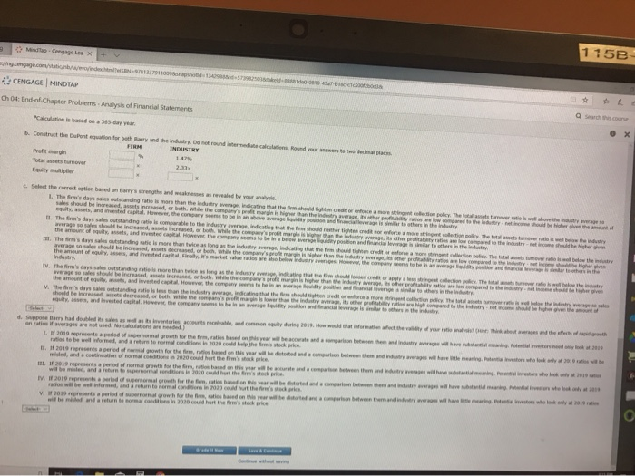 Perform an analysis of the average ratios and the firm's financial statements