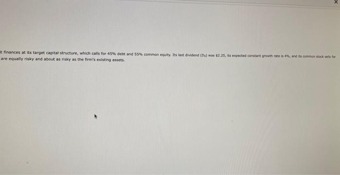 Electric Company (EEC) uses only debt and common equity. It can brow