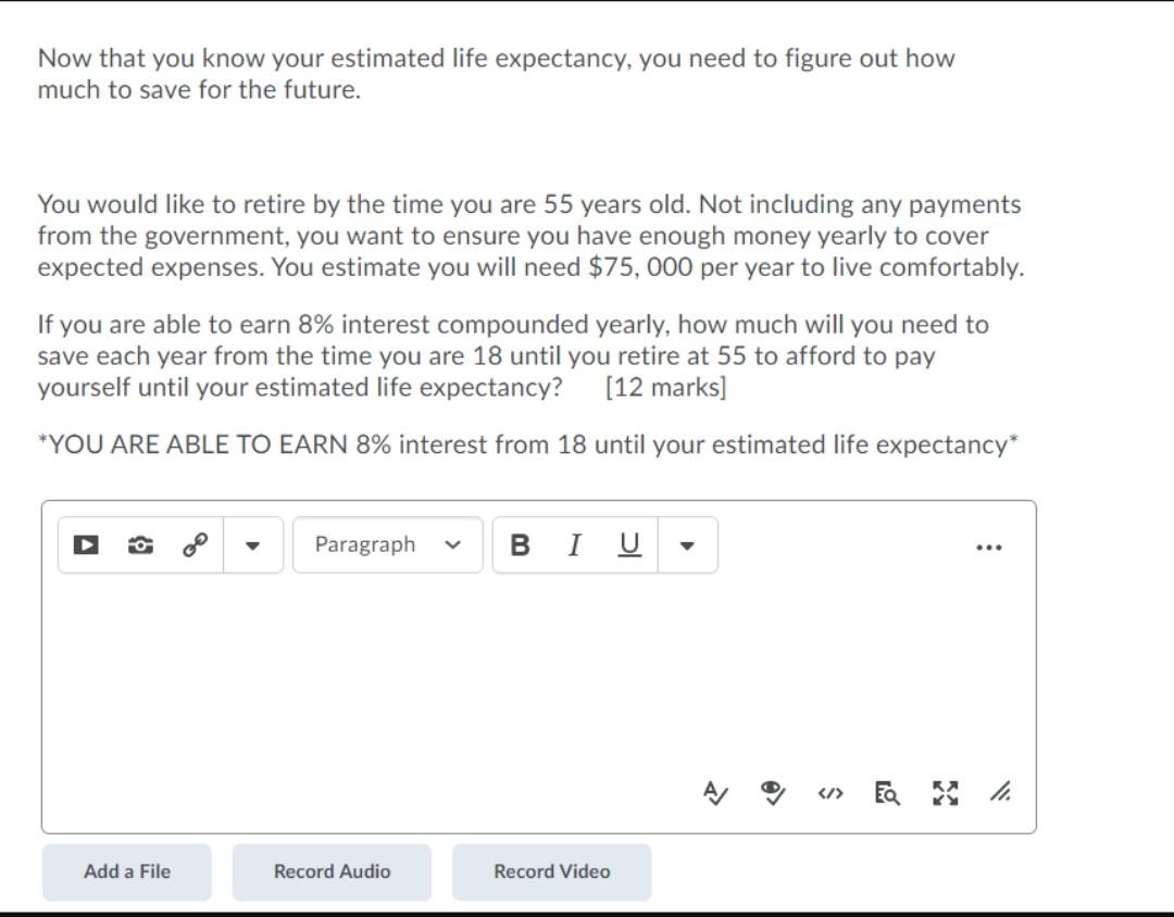  the estimated yearly expectancy is 92. please write out all procedures