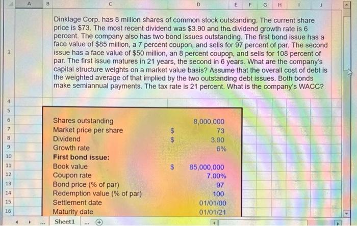 answer in EXCEL formulas with SPECIFIC cells please A B D E