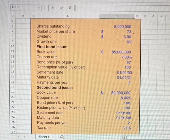 F G H 1 Dinklage Corp. has 8 million shares of common