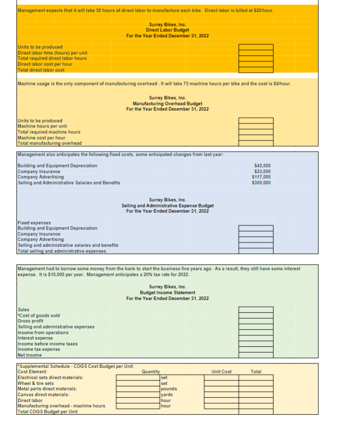 manufacturing screenshot. ACCTG 231 - Surrey Bikes Budget and Variance Project Final