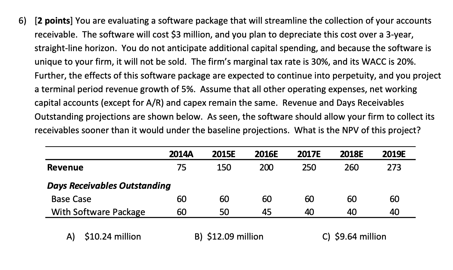  6) [2 points] You are evaluating a software package that will