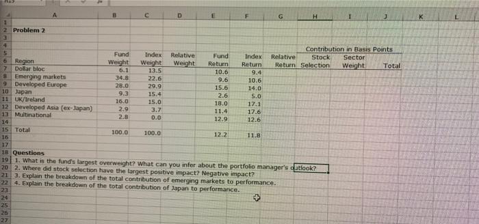  C D E F G H K L 2 Problem 2