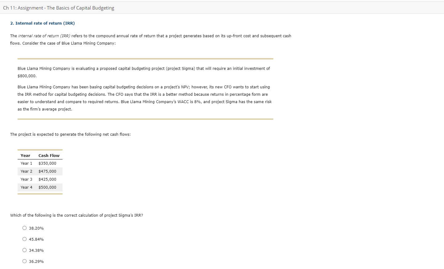 The internal rate of return (IRR) refers to the compound annual rate