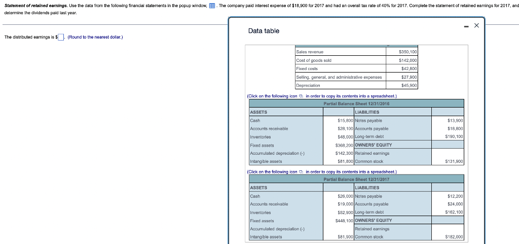 Need help Data table The distributed earrings is: . (Round to the