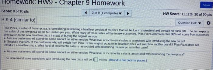 please answer A and B Save Homework: HW9 - Chapter 9 Homework