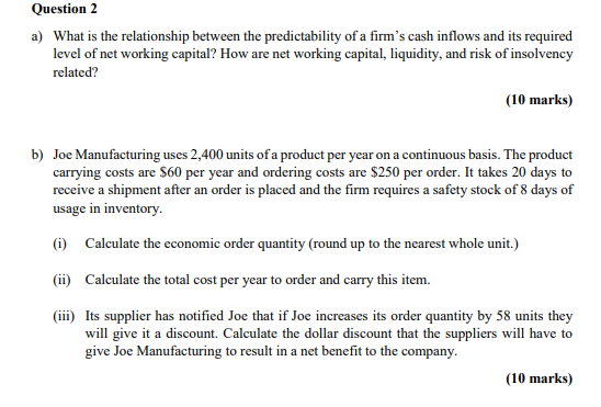  Question 2 a) What is the relationship between the predictability of