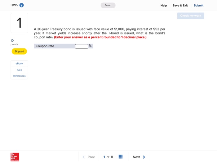  Hw5 Saved Help Save & Exit Submit Check my wor 1