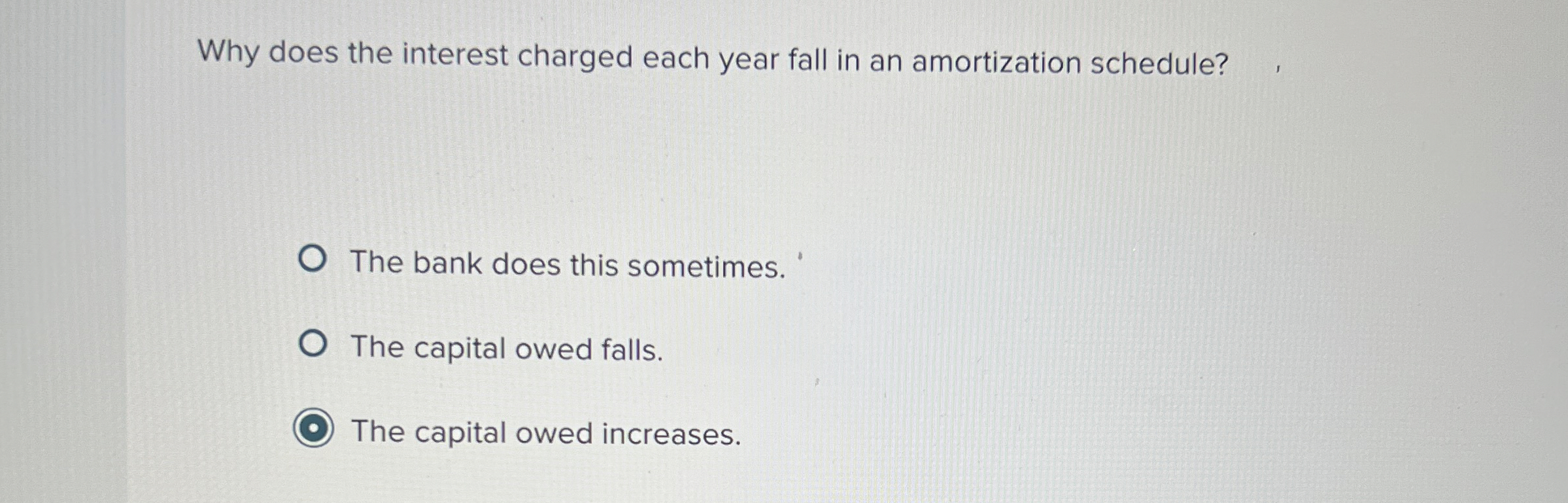  Why does the interest charged each year fall in an amortization