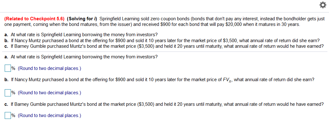 (Related to Checkpoint 5.6) (Solving for i) Springfield Learning sold zero