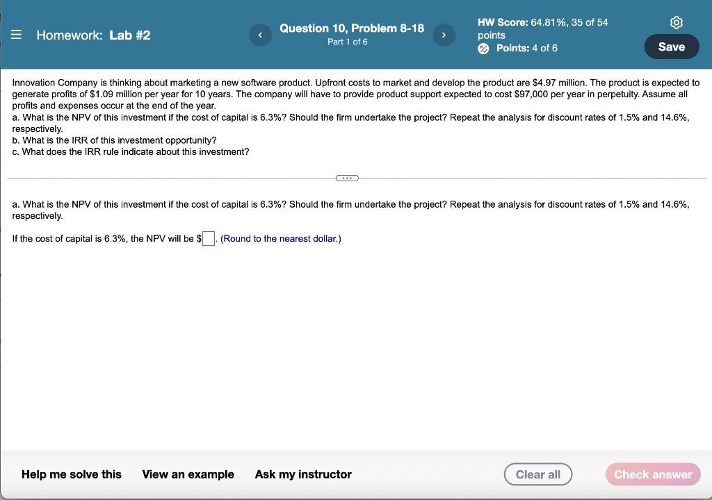  = Homework: Lab #2 Question 10, Problem 8-18 Part 1 of