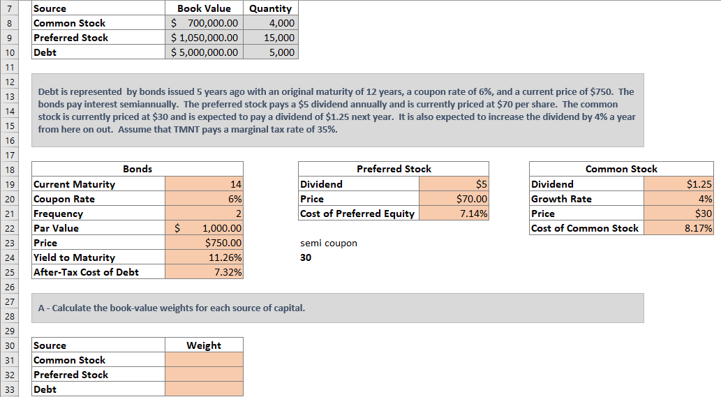 Please answer question A. Please show in excel and show the equations