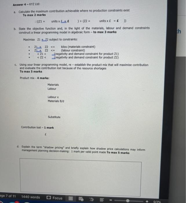 the format it needs to be layed out in for B and