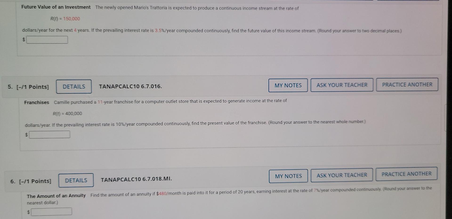 please answer 4, 5 and 6. Future Value of an Investment