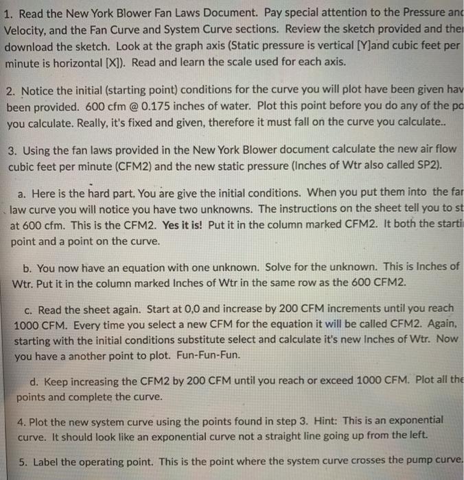  1. Read the New York Blower Fan Laws Document. Pay special