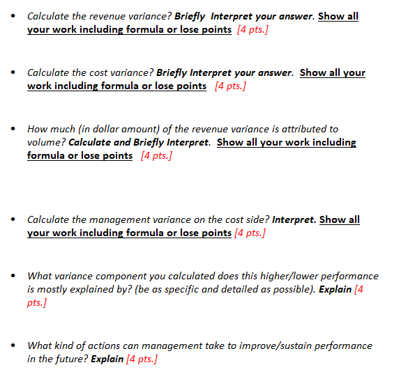 static budget, flexible budget and actual realizations for the year. We assume