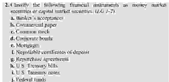  Q1: Classify the following transactions as taking place in the primary