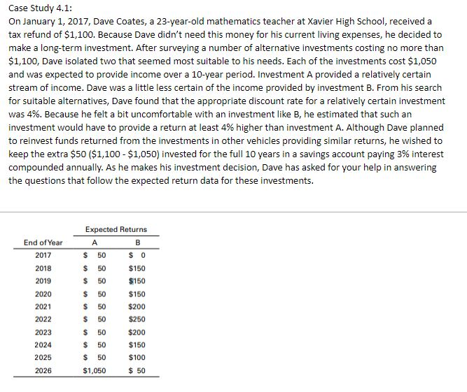 PLEASE ANSWER ALL LETTERED QUESTIONS ABOUT PROBLEM a. Assuming that investments A