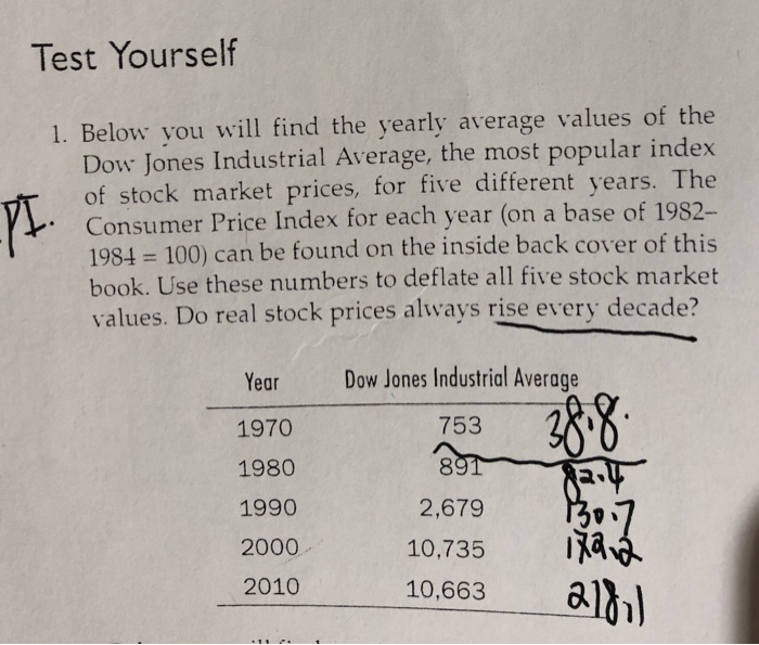  Test Yourself 1. Below you will find the yearly average values